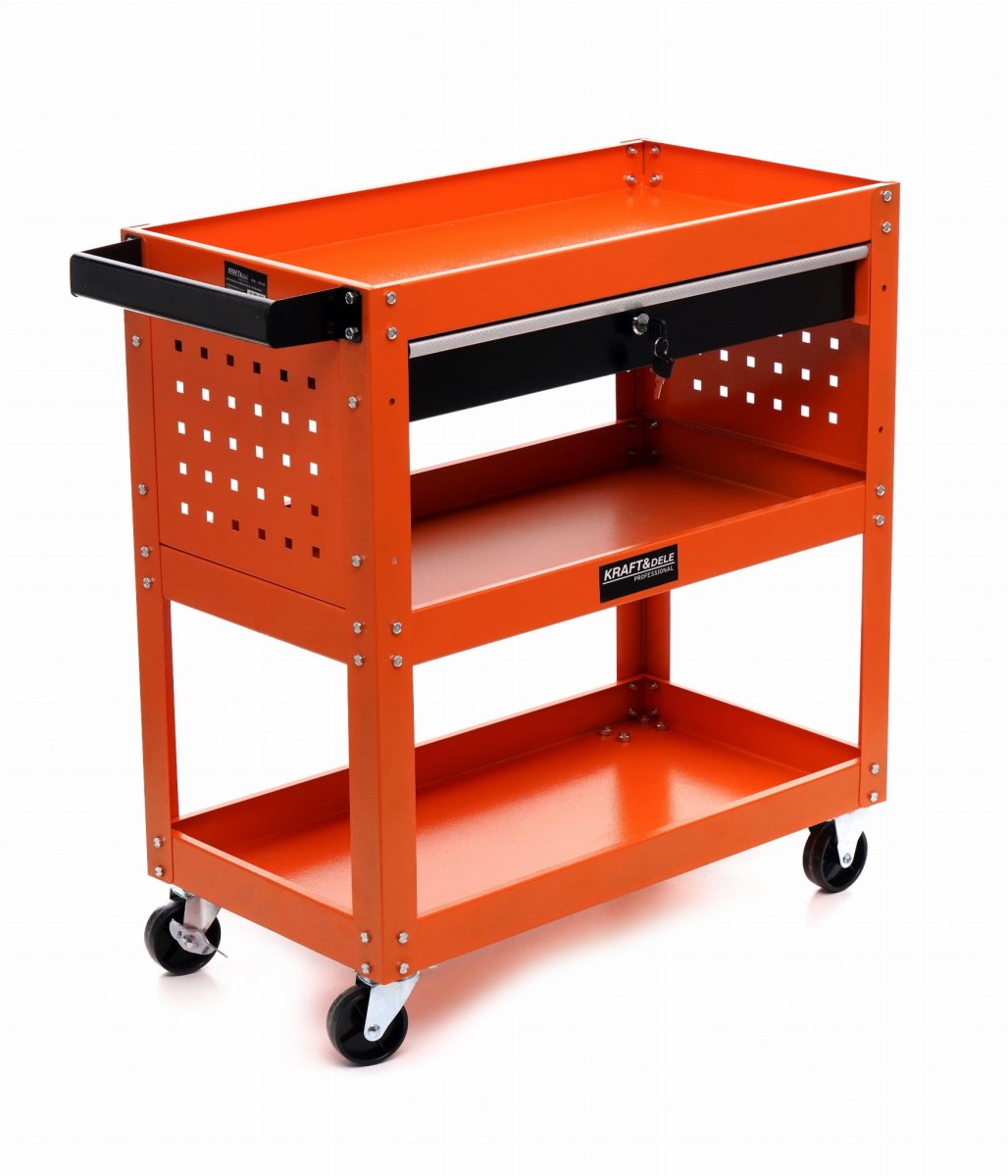 Tööriistakäru KD366 – 3 riiulit + lukustatav sahtel, ratastel - Ostuklikk